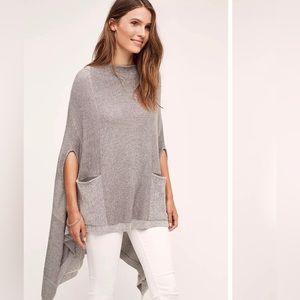 Moth by Anthropologie Madison Park Poncho with Pockets Gray Sweater Soft Warm XS